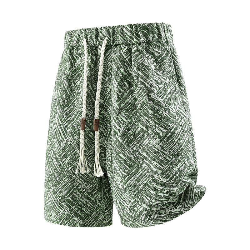 Men's Hawaiian Print Beach Shorts Loose Fit Casual Summer in Black