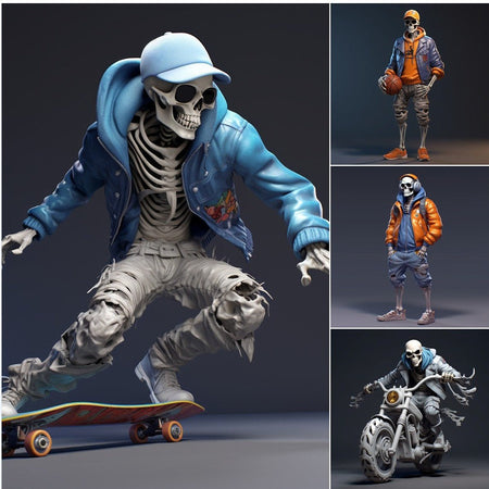 Motorcycle skeleton Resin Skeleton Figurine Halloween Christmas Decorative Ornament