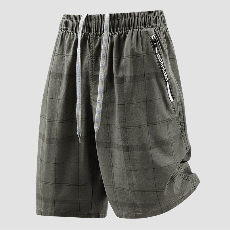Men's Cotton Plaid Shorts Loose Fit Casual Summer Wear