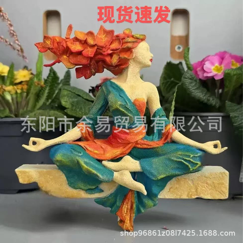 Meditating Nature Goddess Sculpture Home Decor Figurine