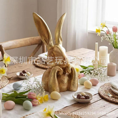 Golden rabbit Golden Resin Easter Bunny Figurine Decorative Home Statue