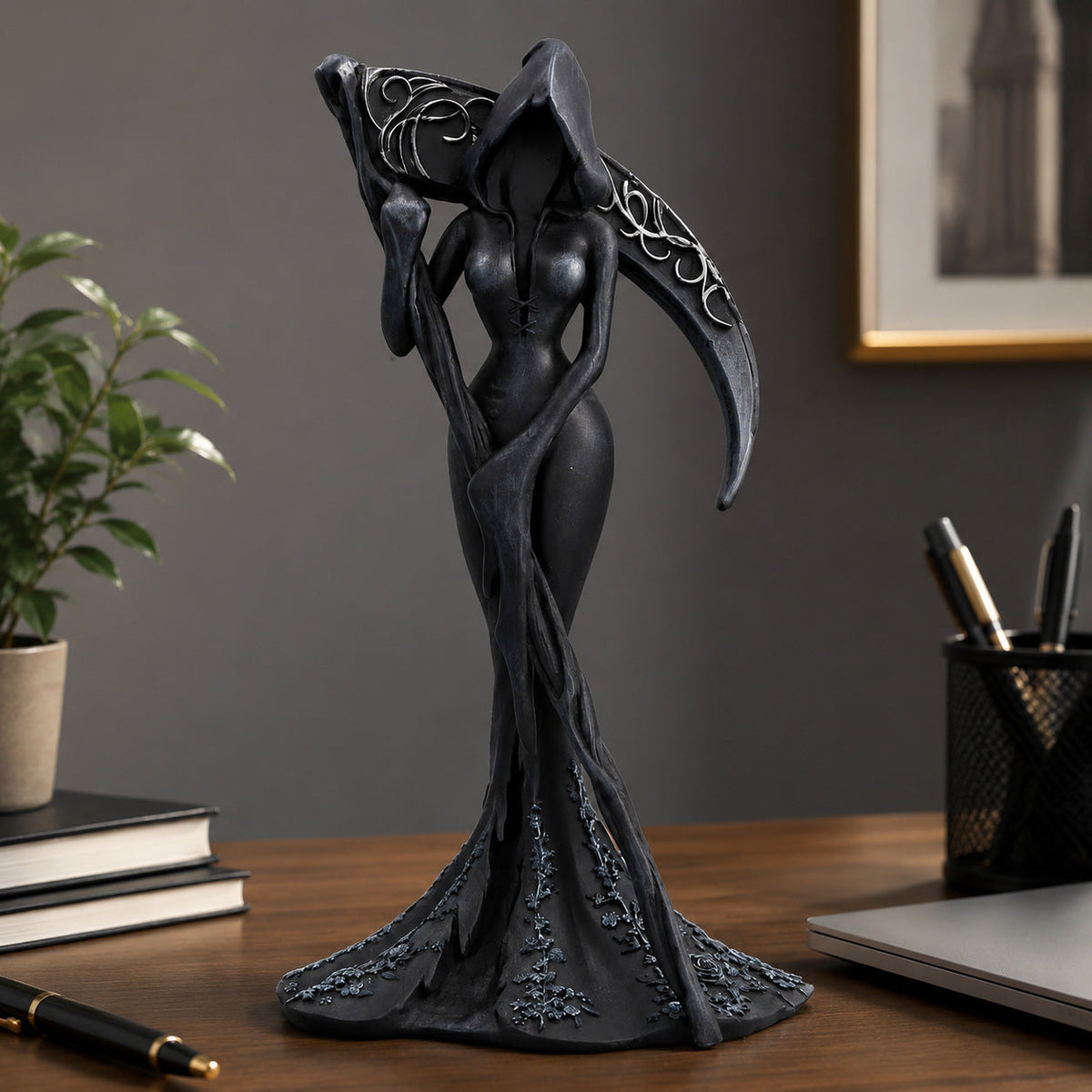 Gothic statue—death Handmade Ceramic Gothic Figurines Halloween Decorative Statues