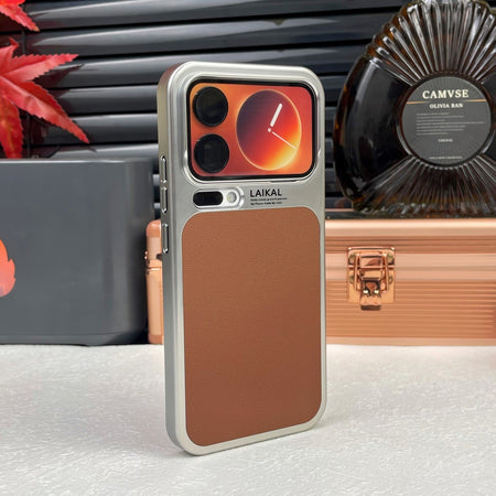 Brown electroplated leather texture shockproof phone case for xiaomi series