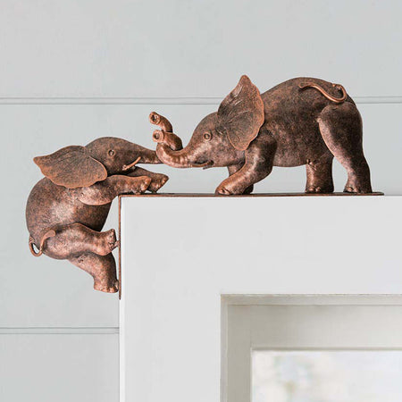 Double-elephant ornaments Hanging Elephant Resin Figurine Home Decorative Craft Ornament
