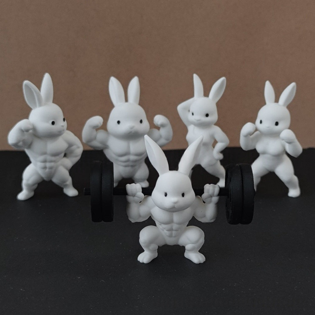 Rabbit figurine Cute 3D Printed Easter Bunny Fitness Figurine Decorative Statue