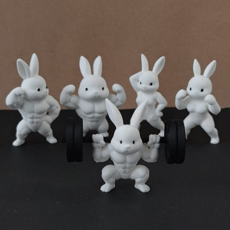 Rabbit figurine Cute 3D Printed Easter Bunny Fitness Figurine Decorative Statue