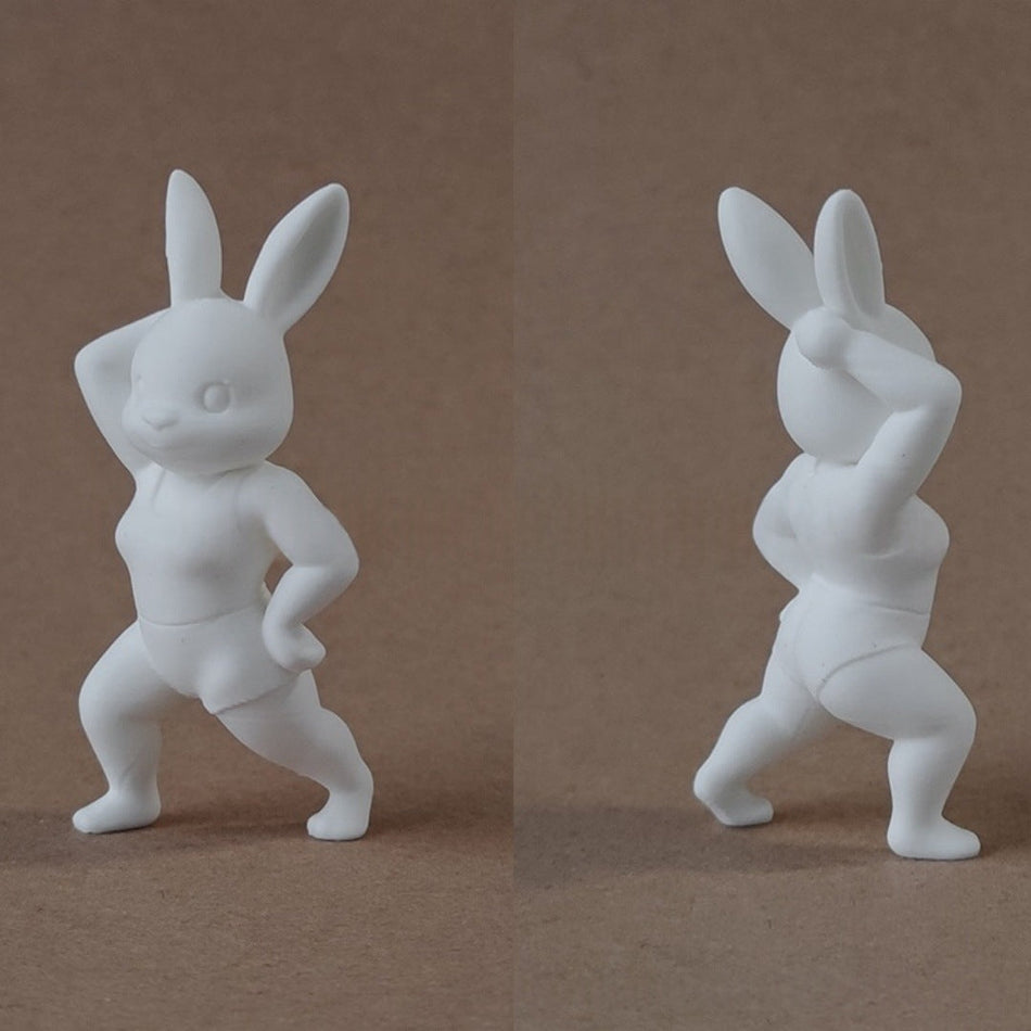Cute 3D Printed Easter Bunny Fitness Figurine Decorative Statue