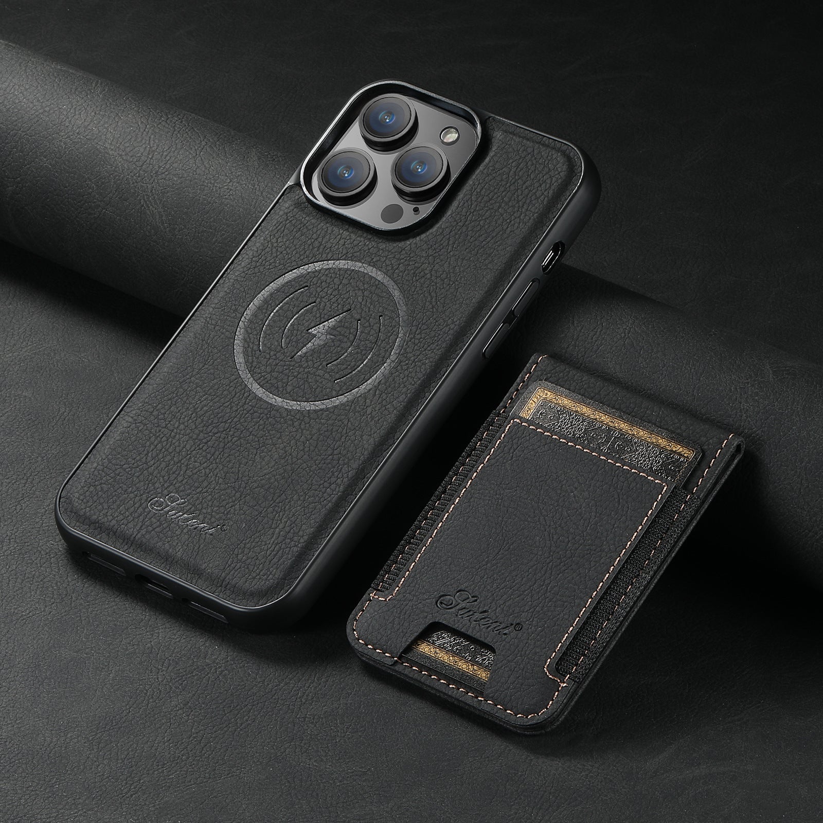 Black magsafe card holder phone case for iphone & samsung series