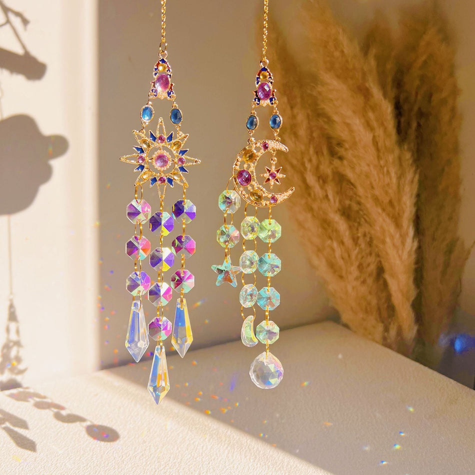 Colored Crystal Sun Catcher Garland Stars Moon Butterfly Decor