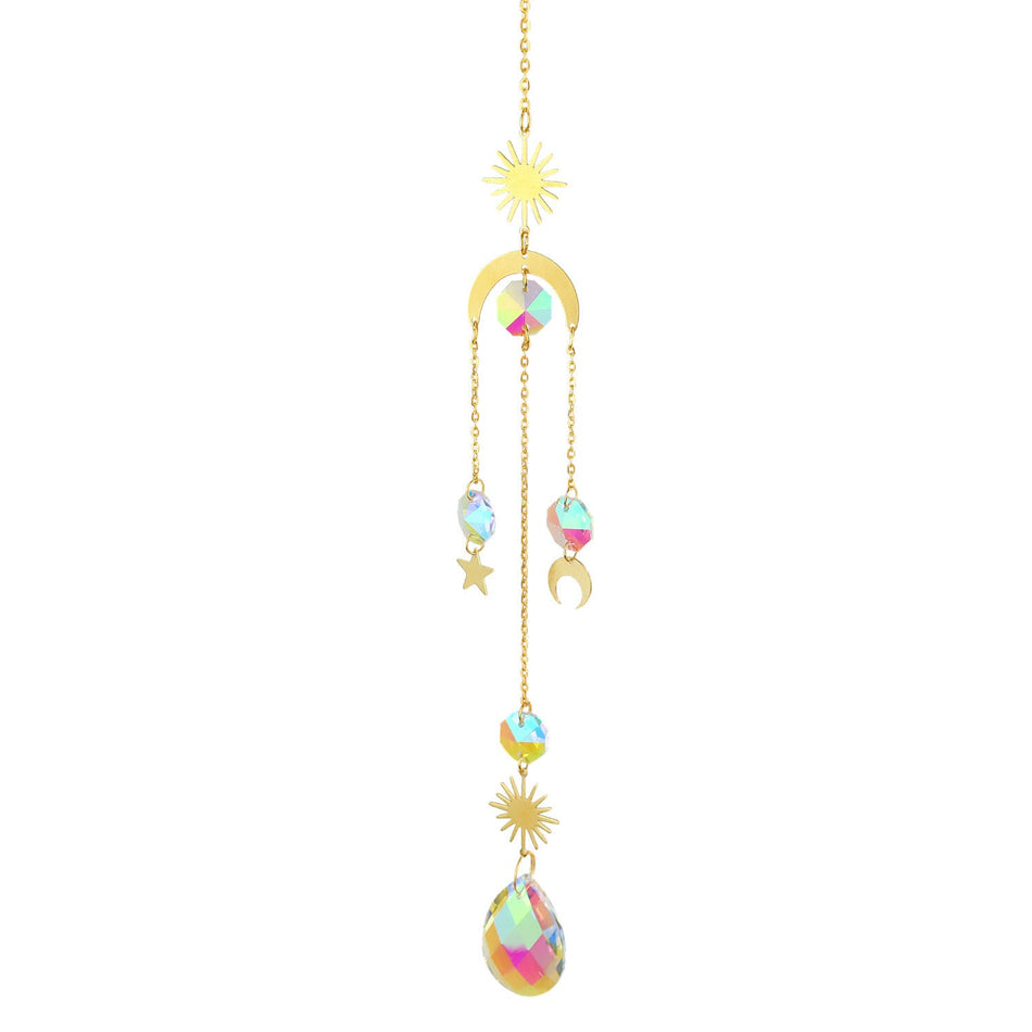 Moon Star Crystal Sun Catcher Prism Hanging Garden Pendant Decor
