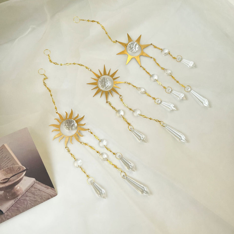 Handmade Metal Crystal Sun Catcher Wind Chime Car Pendant Decor