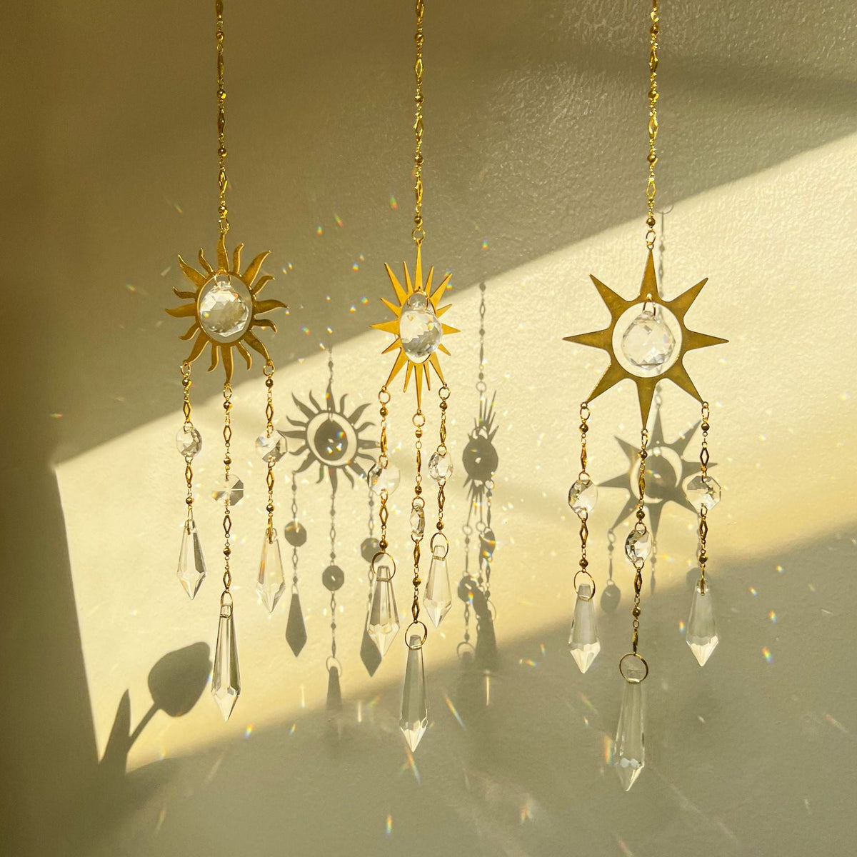 A3 Handmade Metal Crystal Sun Catcher Wind Chime Car Pendant Decor