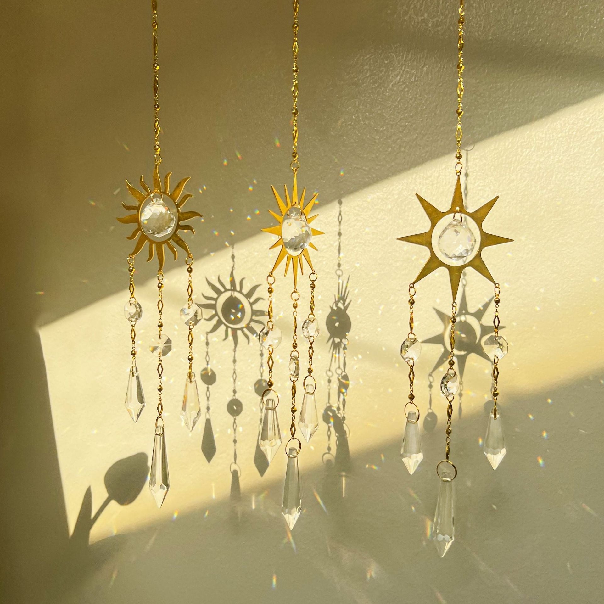 A3 Handmade Metal Crystal Sun Catcher Wind Chime Car Pendant Decor