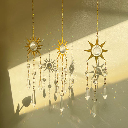 A3 Handmade Metal Crystal Sun Catcher Wind Chime Car Pendant Decor