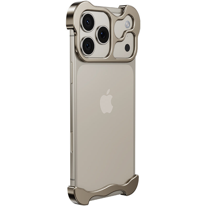 Black metal corner protection phone case with lens film for iphone series