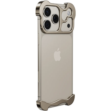 Black metal corner protection phone case with lens film for iphone series