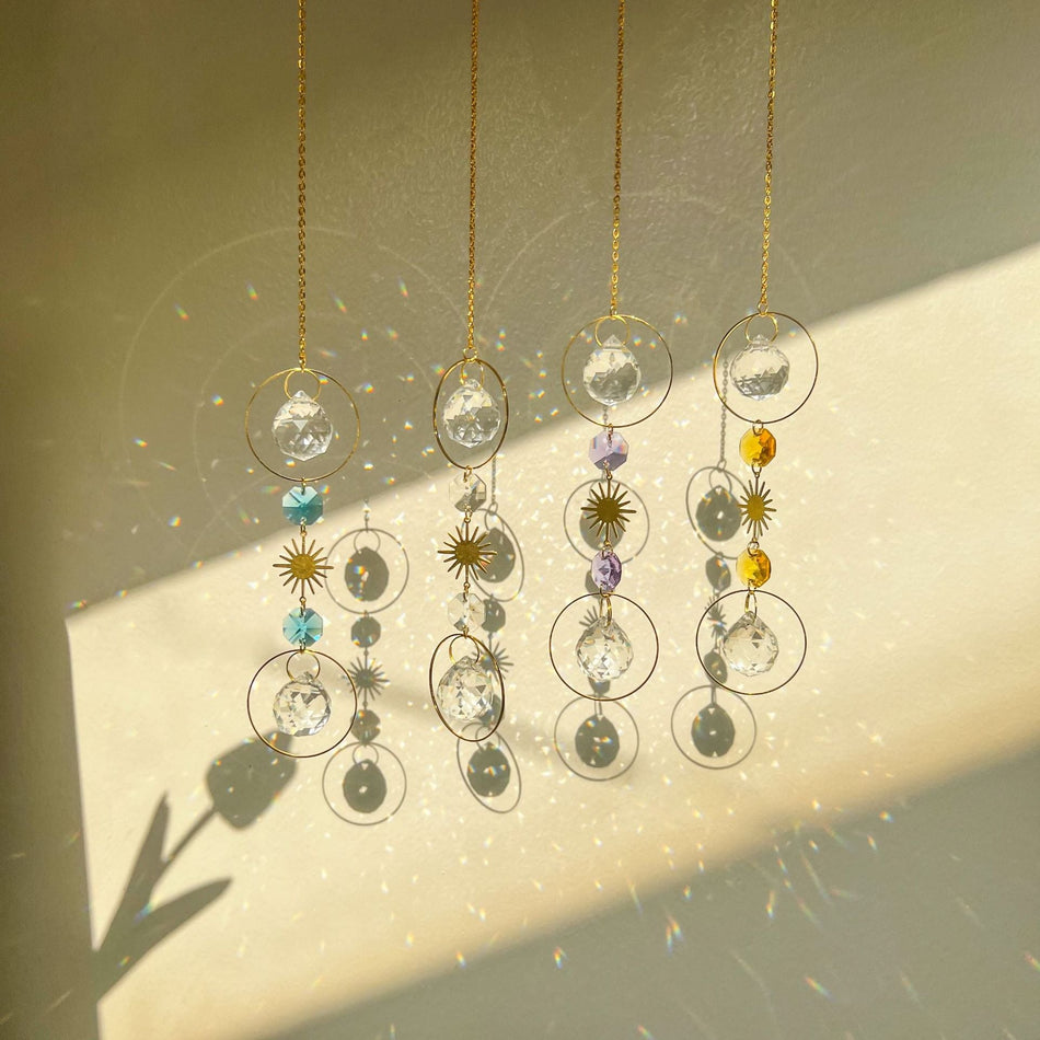 Double Circle Crystal Sun Catcher Home Decorative Hanging Ornament