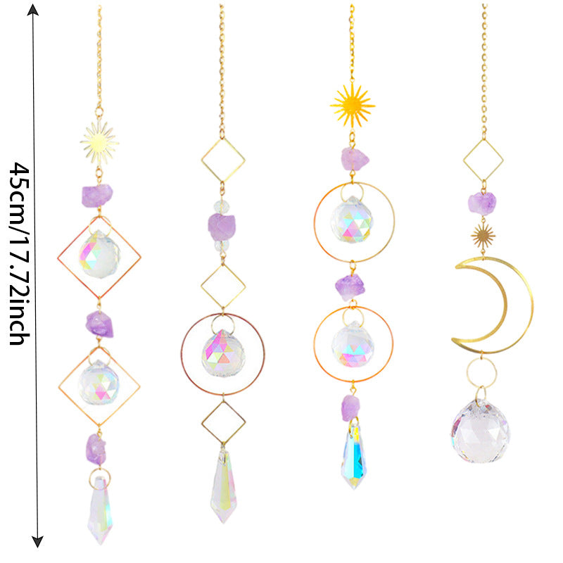 Natural Amethyst Crystal Sun Catcher Prism Ball Hanging Decor