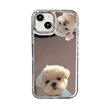 White makeup mirror phone case with colorful border for iphone