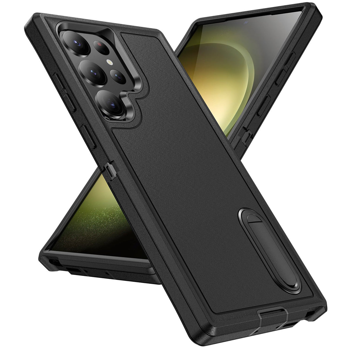 Black rugged stand anti-drop phone case for samsung galaxy ultra