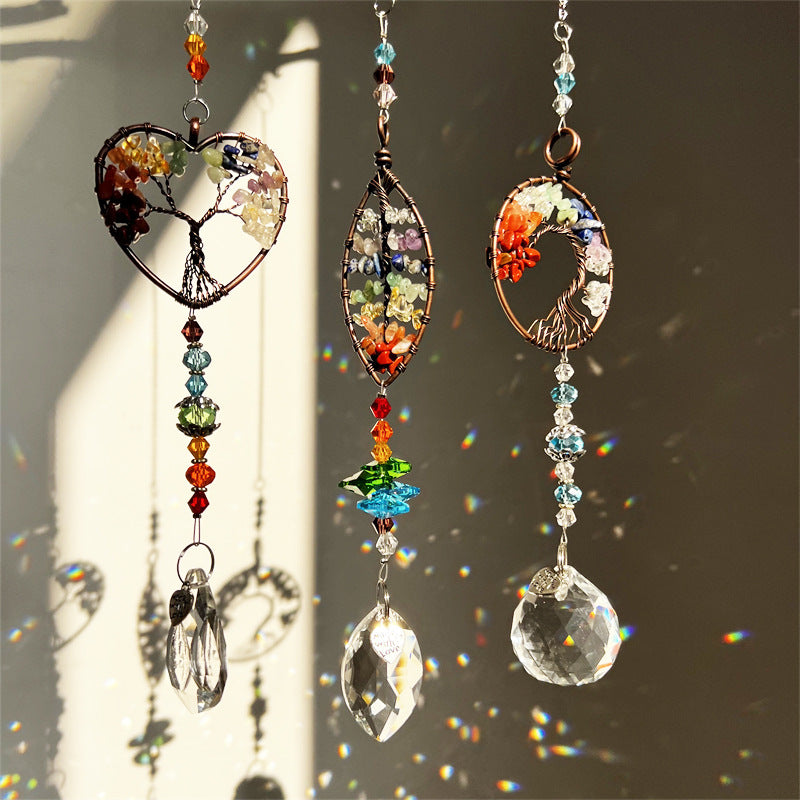 Colorful Tree of Life Crystal Sun Catcher Window Wind Chime