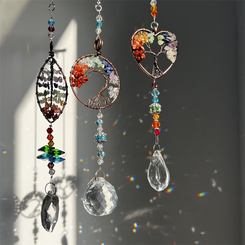 Colorful Tree of Life Crystal Sun Catcher Window Wind Chime