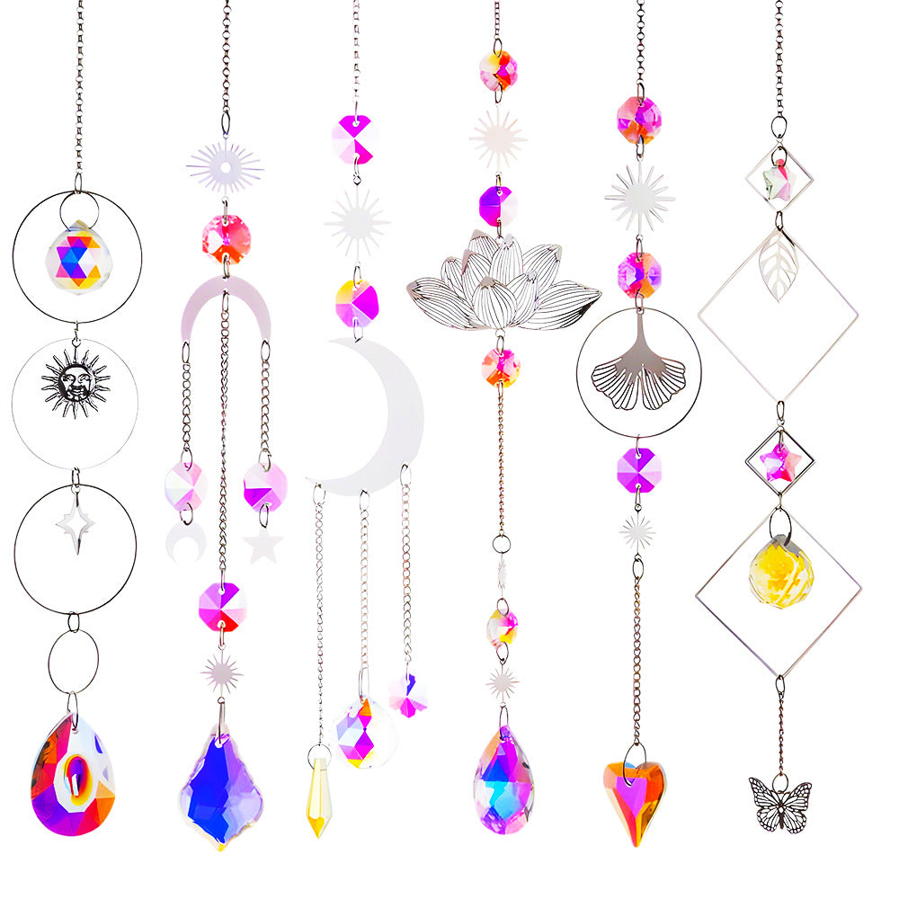 6 Piece Moon Star Crystal Sun Catcher DIY Pendant Set