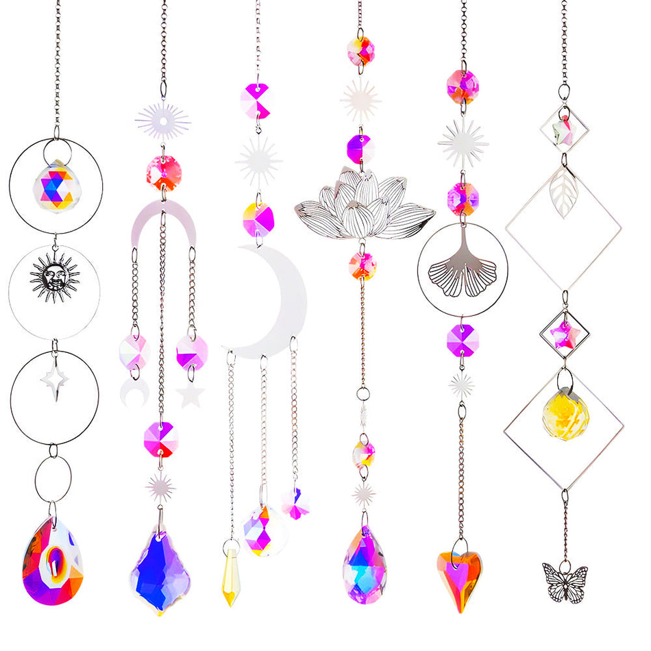 6 Piece Moon Star Crystal Sun Catcher DIY Pendant Set