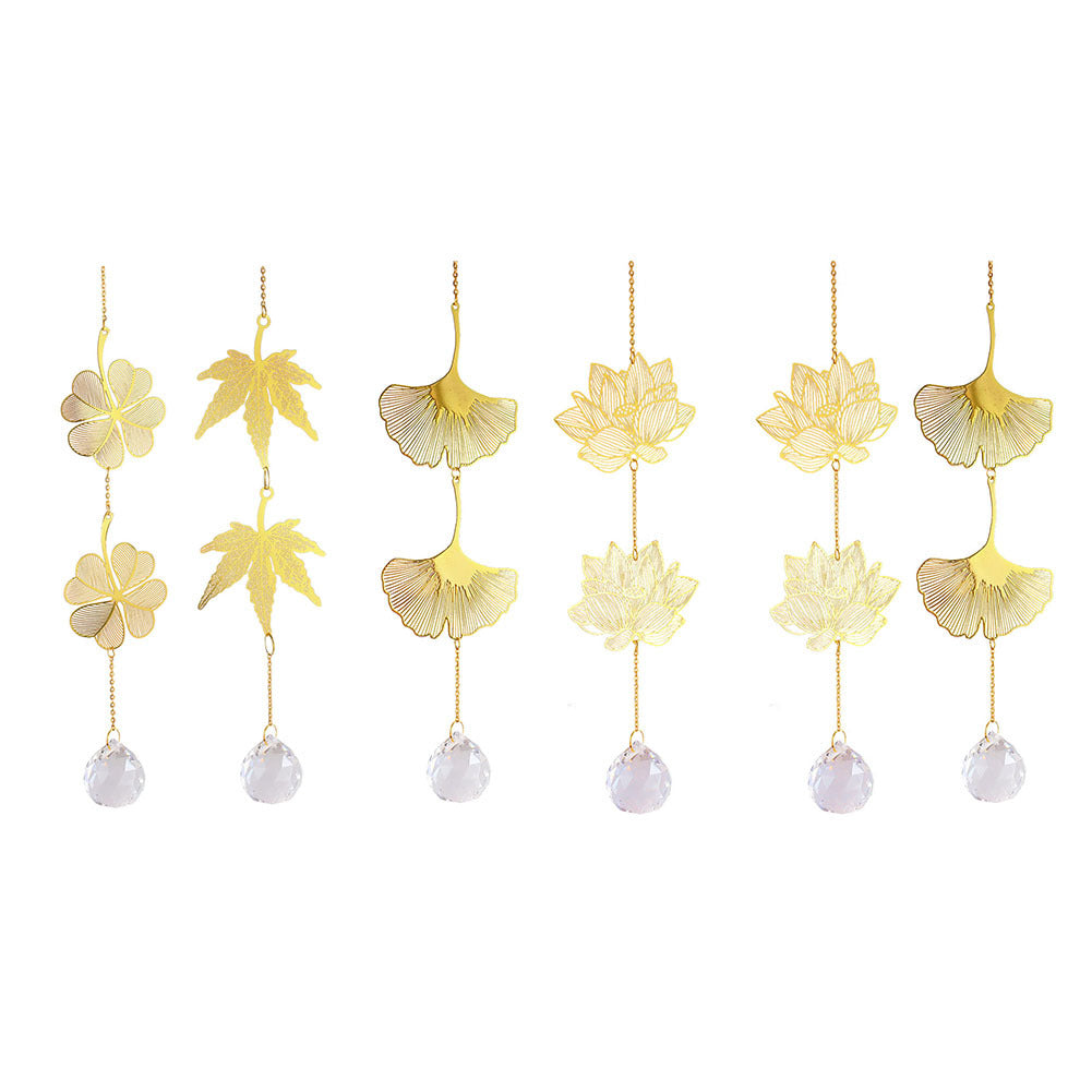 Leaf and Lotus Crystal Sun Catcher Geometric Hanging Decor
