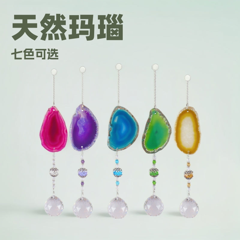 Purple Natural Agate 7 Color Crystal Sun Catcher Hanging Decor