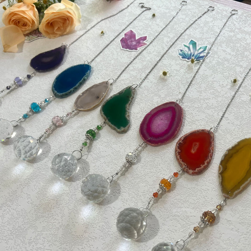 Natural Agate 7 Color Crystal Sun Catcher Hanging Decor