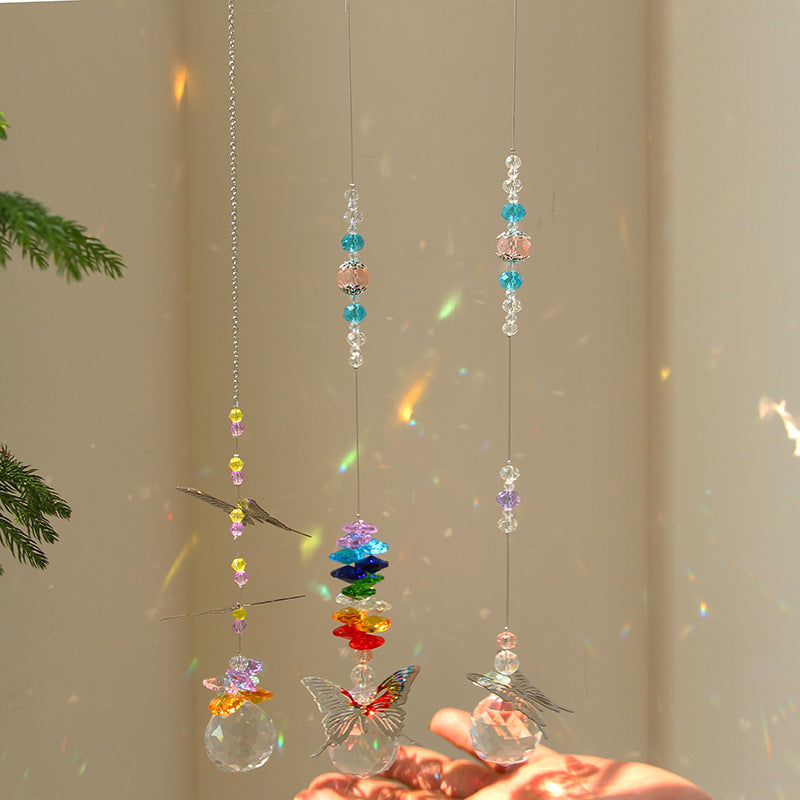 6 Piece Butterfly Crystal Sun Catcher Wind Chime Pendant Set