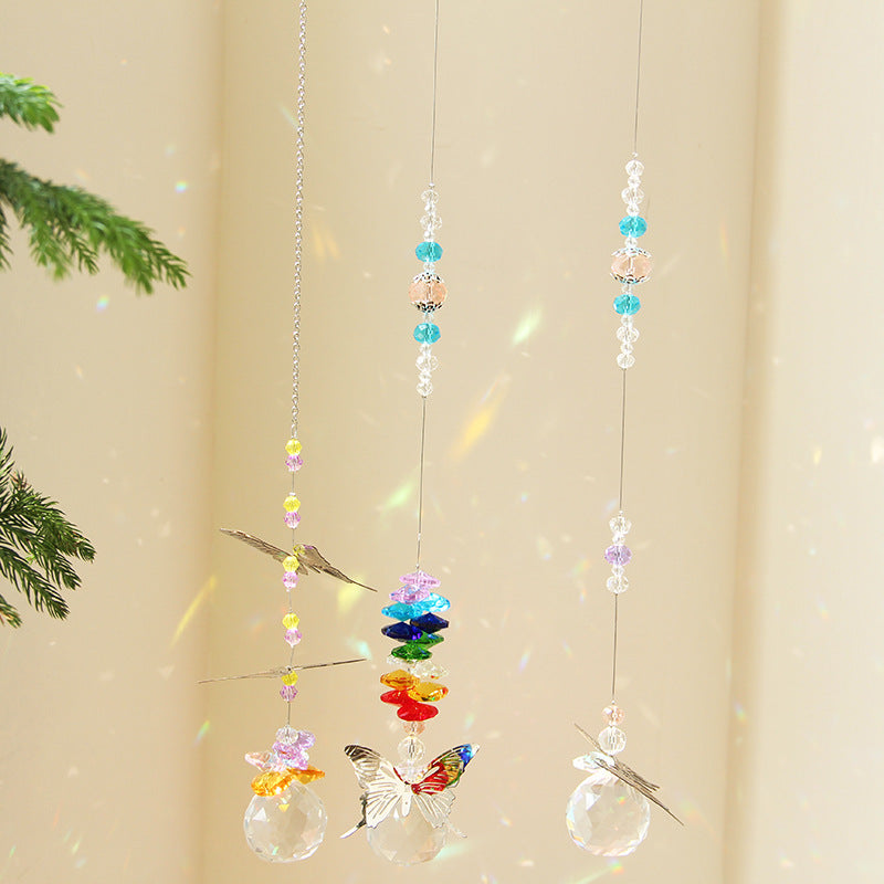 6 Piece Butterfly Crystal Sun Catcher Wind Chime Pendant Set
