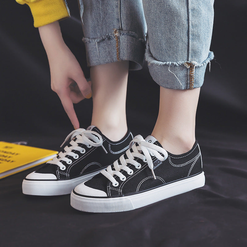 Women's Ulzzang Style White Canvas Sneakers Casual Shoes