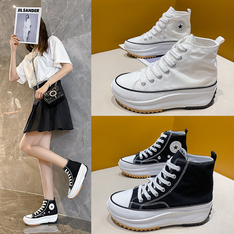 Women's High-Top Platform Canvas Sneakers Casual Style