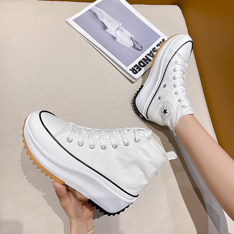 Women's High-Top Platform Canvas Sneakers Casual Style