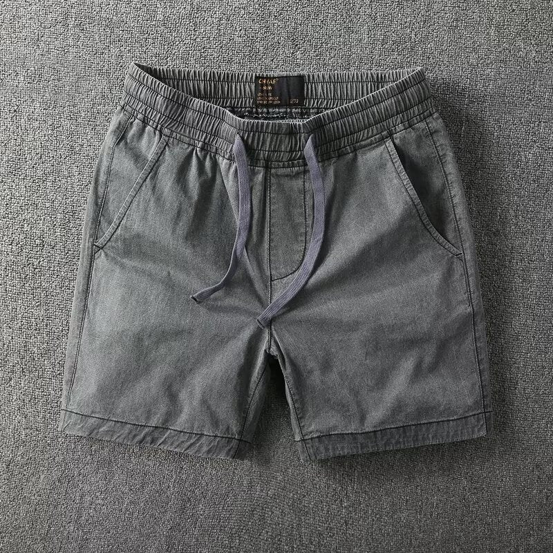 Men's Stretch Cotton Shorts Vintage Casual Slim Straight Fit