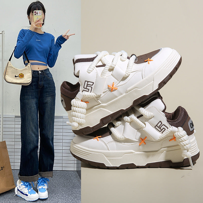Women's Platform Bread Sneakers Thick Sole Casual Shoes