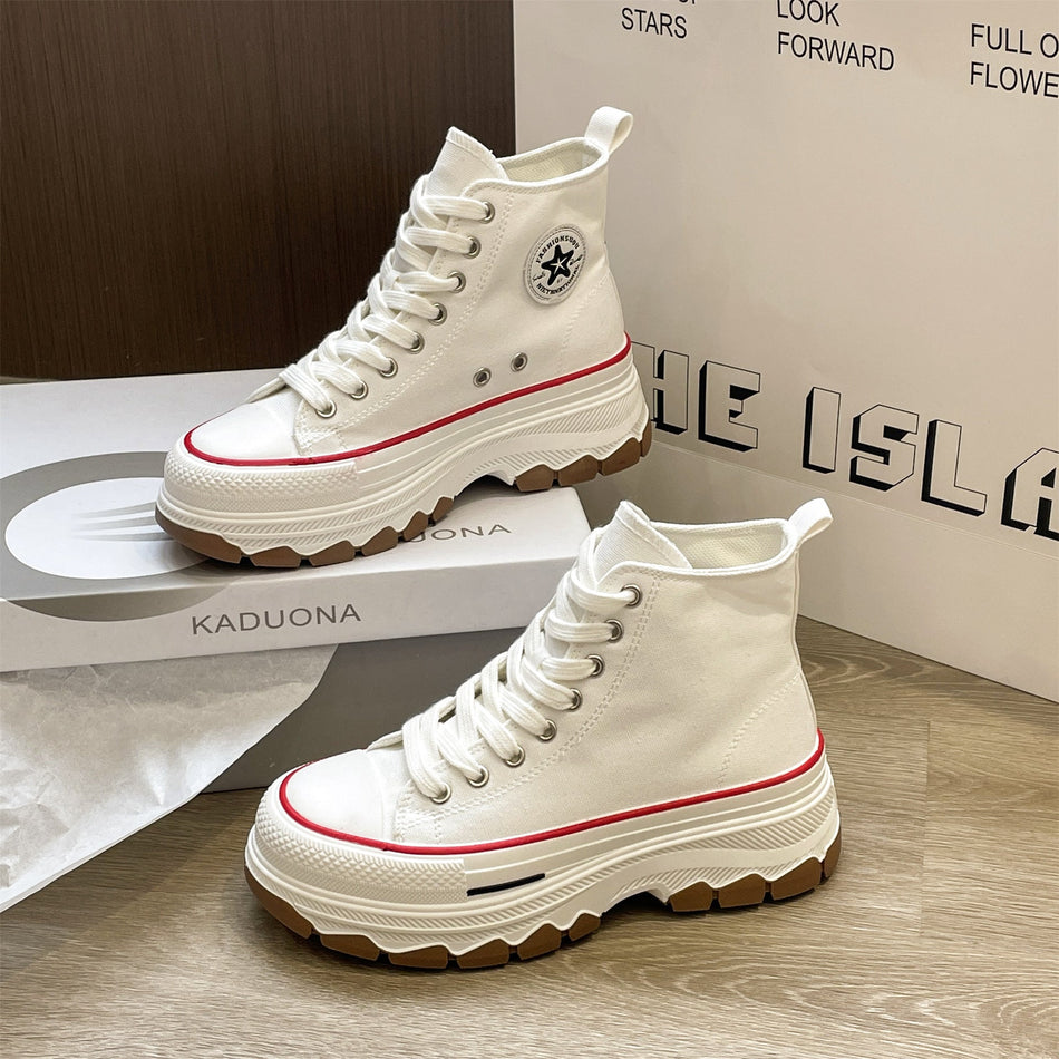 Women's High-Top Lace-Up Canvas Casual Sneakers