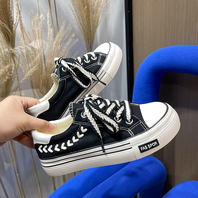 Women's Low-Top Canvas Sneakers Flat Sole Casual Shoes