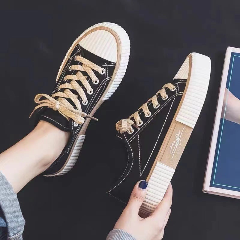 Women's Lace-Up Canvas Sneakers Breathable Casual Shoes