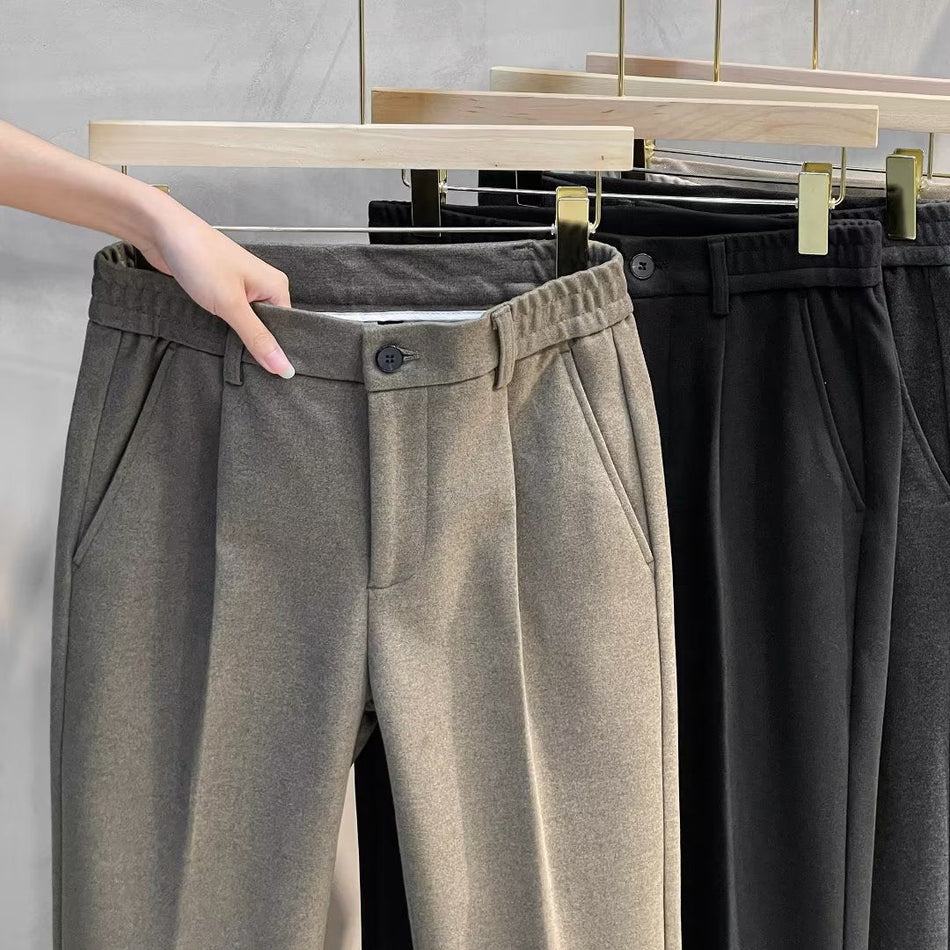 Men's Plus Size Corduroy Trousers Straight Fit Casual Pants