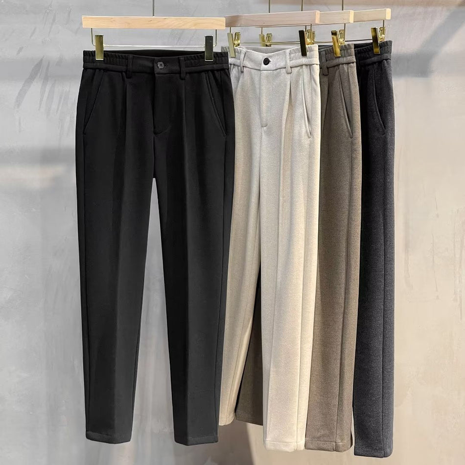 Men's Plus Size Corduroy Trousers Straight Fit Casual Pants