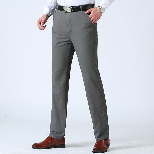 STOCK-Men's Cotton Business Casual Trousers Straight Fit Summer