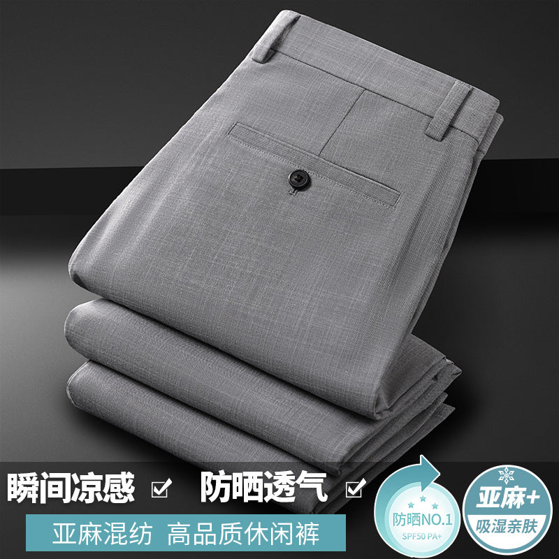 Men's Straight-Leg Casual Trousers Lightweight Business Pants