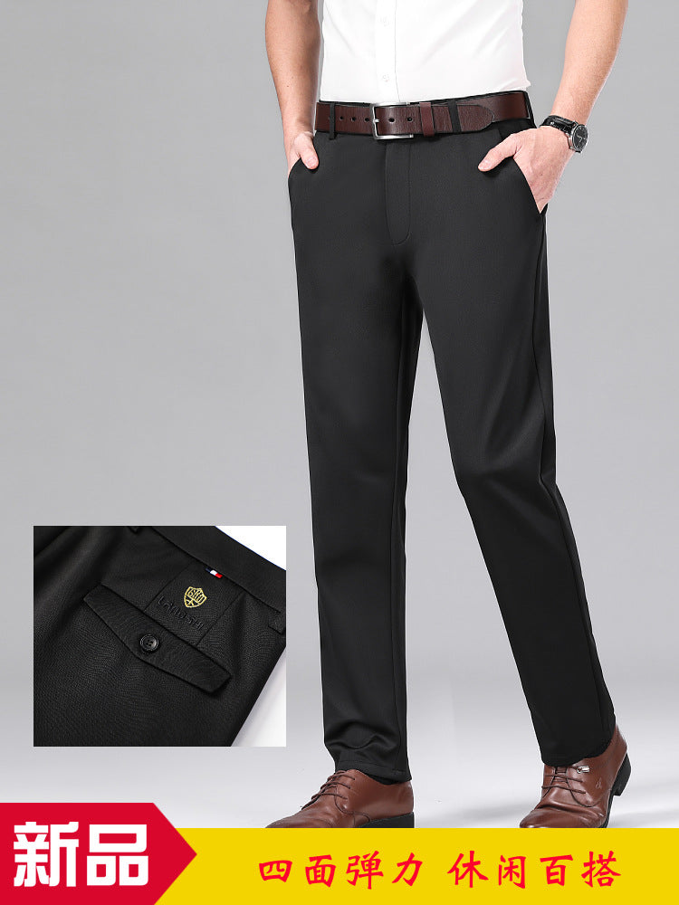 Men's Stretch Business Casual Trousers Straight Fit Pants