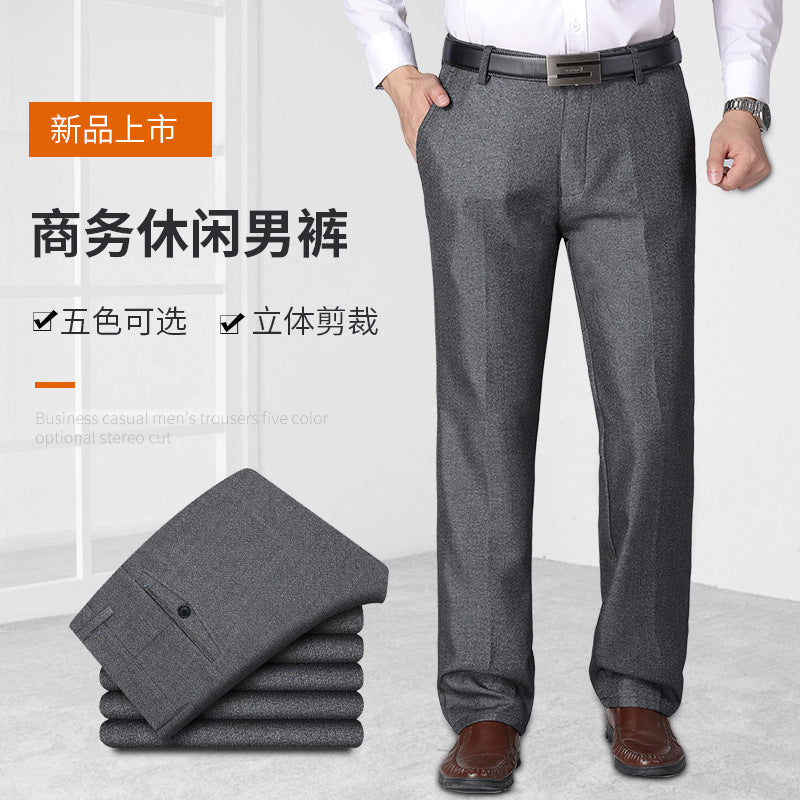 Men's Straight-Leg Casual Trousers High-Waist Comfort Fit