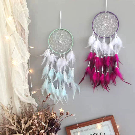 Dc8338 white Boho Feather Dream Catcher Wall Hanging Home Decor