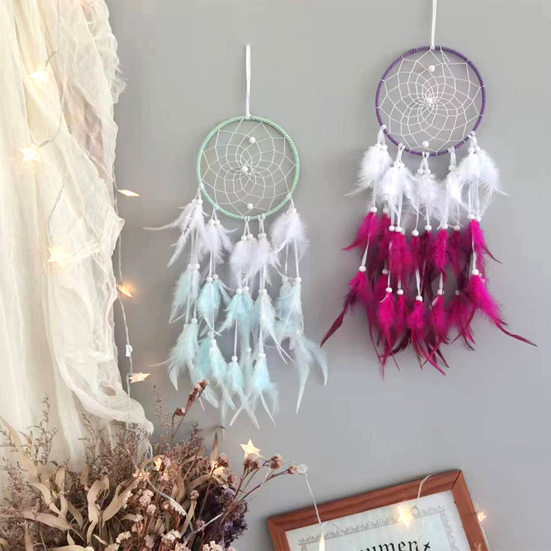 Dc8338 white Boho Feather Dream Catcher Wall Hanging Home Decor