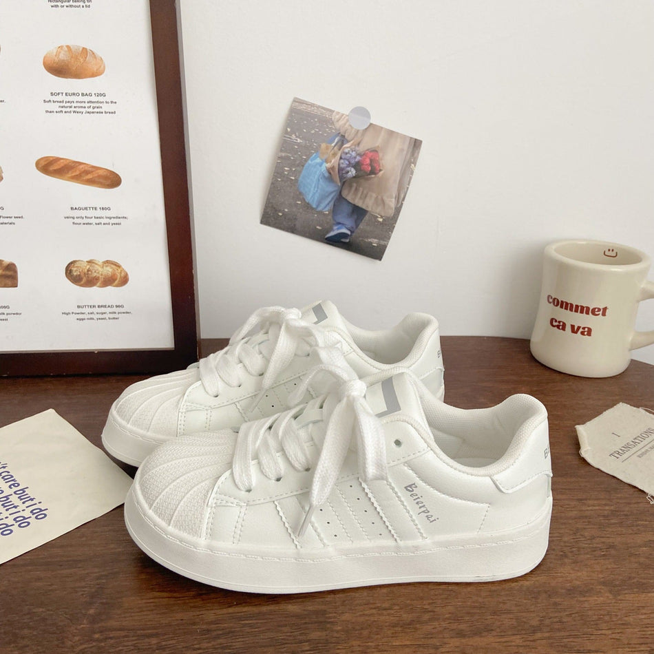 Women's Shell Toe White Casual Sneakers Niche Style Shoes